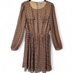 New Look Dachshund Weiner Dog Micro-pleated Novelty Dress Wmn 12 Sheer  Sleeves